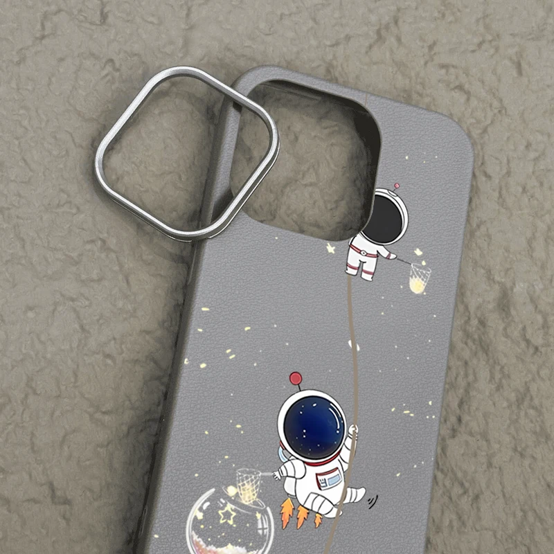 Astronaut Pattern TPU Phone Case For iPhone 16 15 Pro Max 15 14 Plus 13 12 Pro 11 Shockproof Soft Silicone Leather Texture Cover