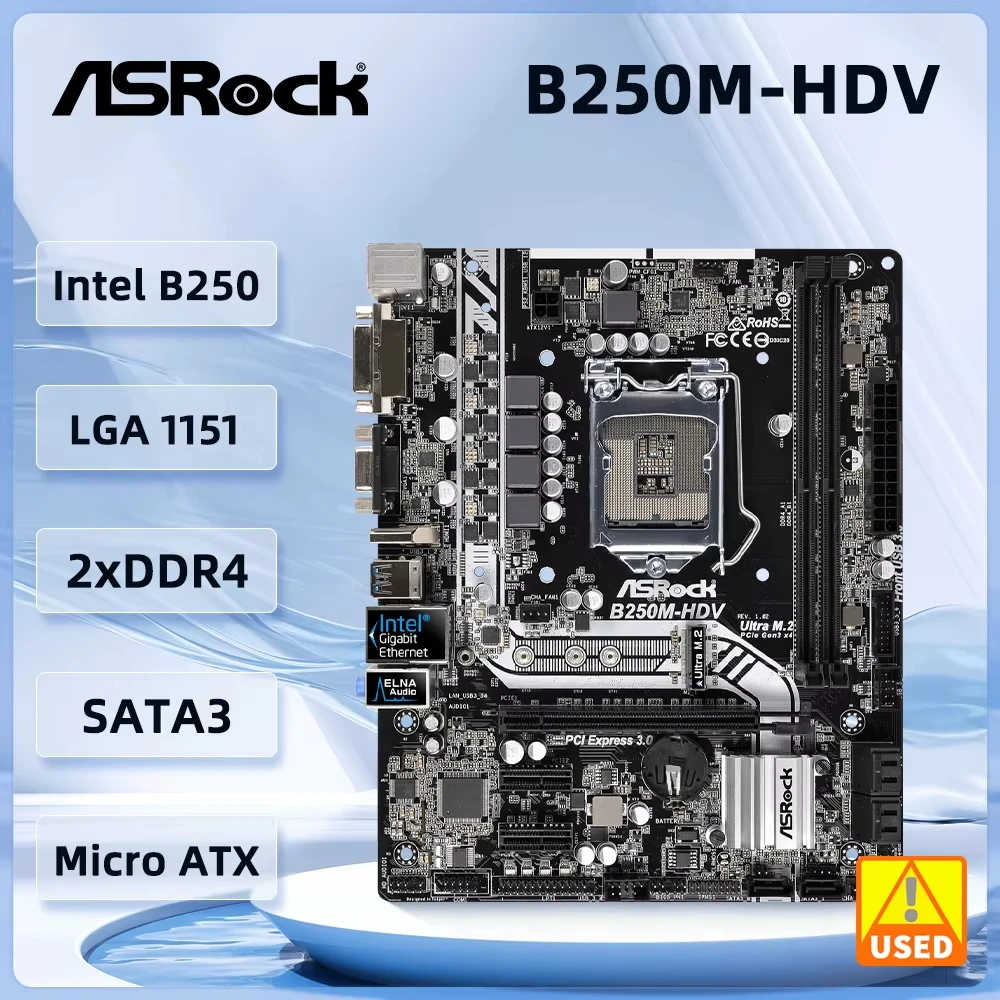 Intel Cpu Core I5 - لوحة أم ASRock B250M-HDV، مقبس LGA1151،