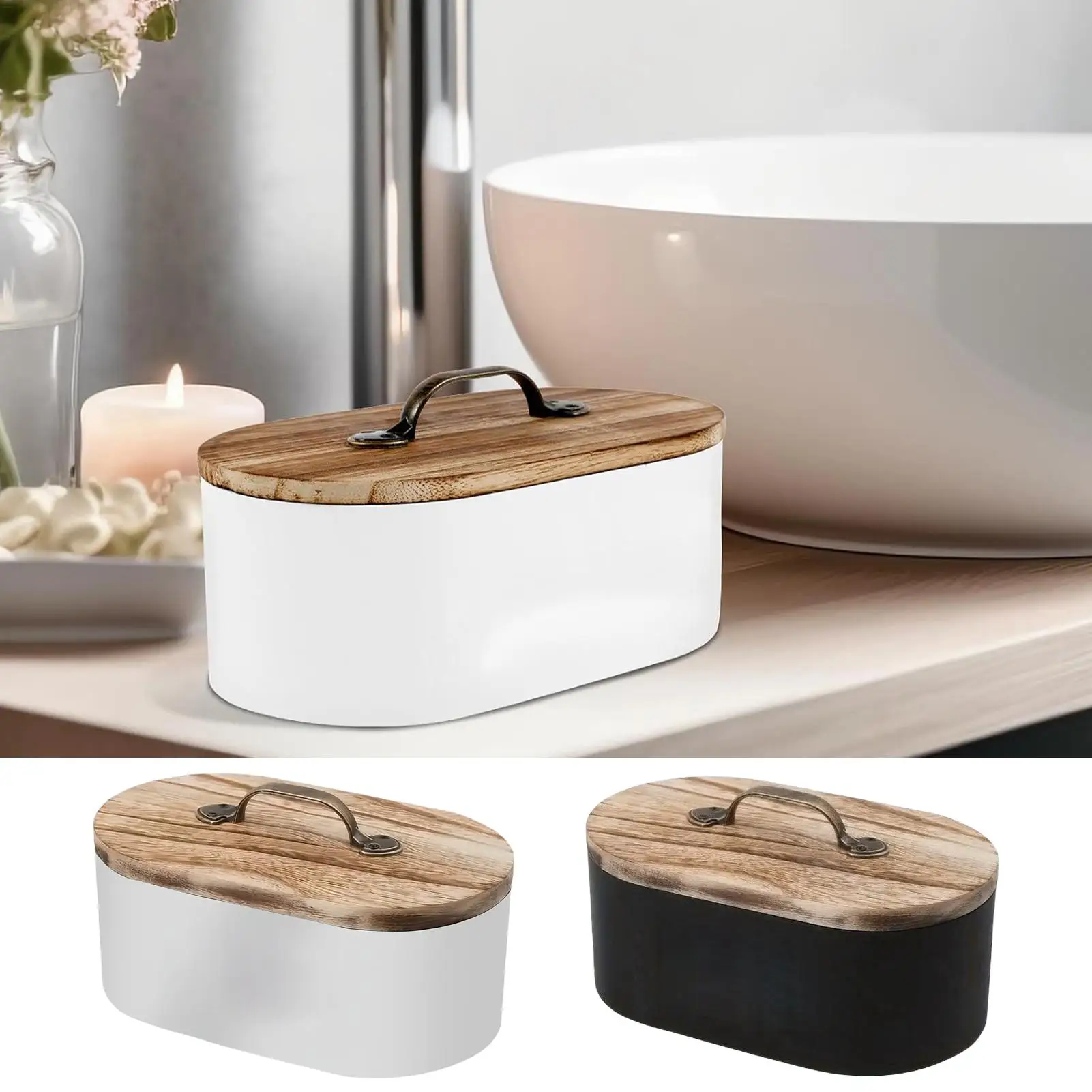 منظم المنتجات النسائية وسادة خشبية وحامل تخزين حشا وإكسسوارات الحمام المزخرفة لدبابيس الشعر والقطن #4