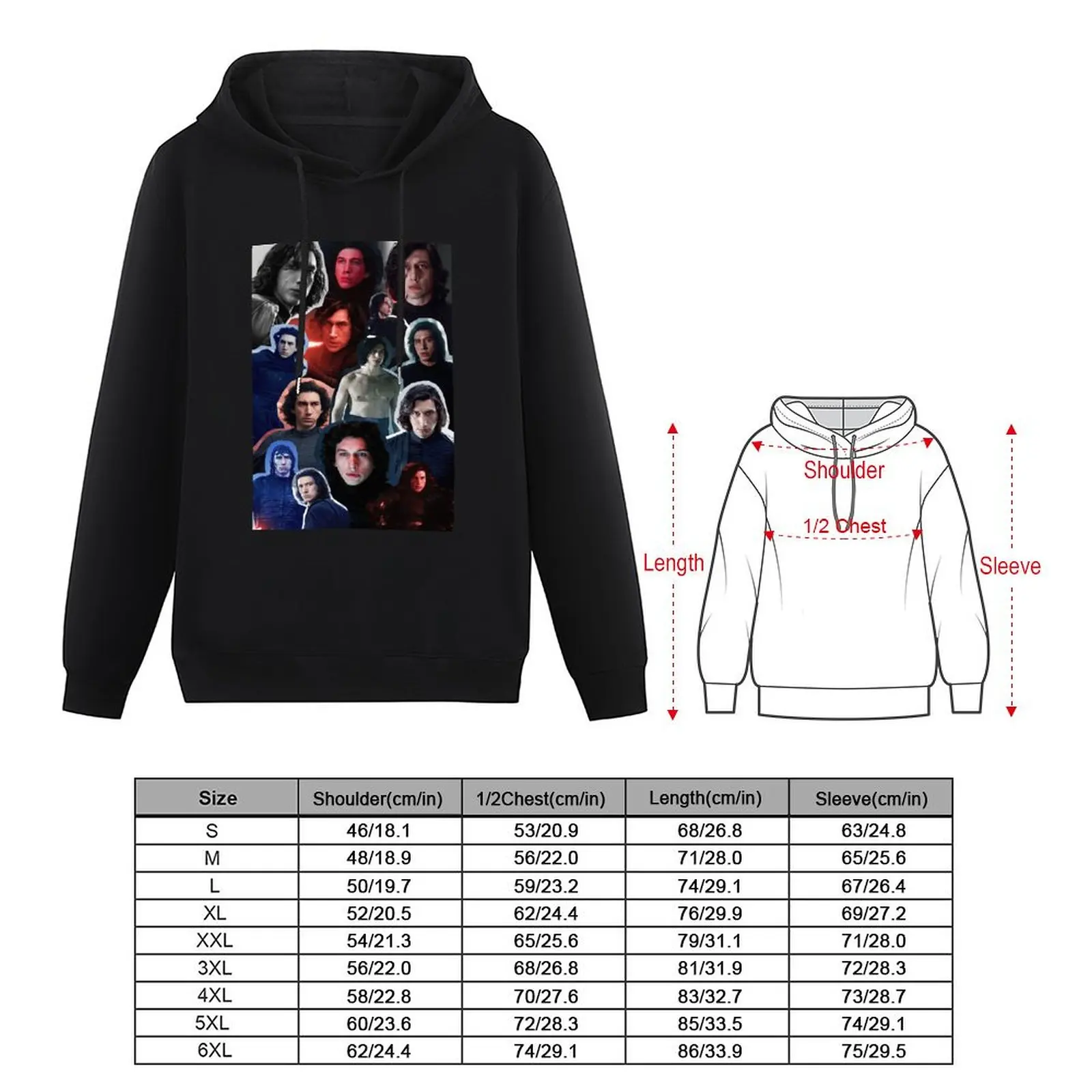 Adam Driver come Ben/Kylo Collage Edit Pullover Felpa con cappuccio da uomo abiti firmati abiti in stile coreano felpe con cappuccio da uomo