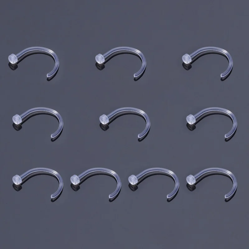 10-100 Stück klare Acryl-Nasenring-Bolzen, transparent, unsichtbar, gerade, Nasenloch, Ohrpiercing, verhindert Allergien, Halterung, Körperschmuck – Detail 13