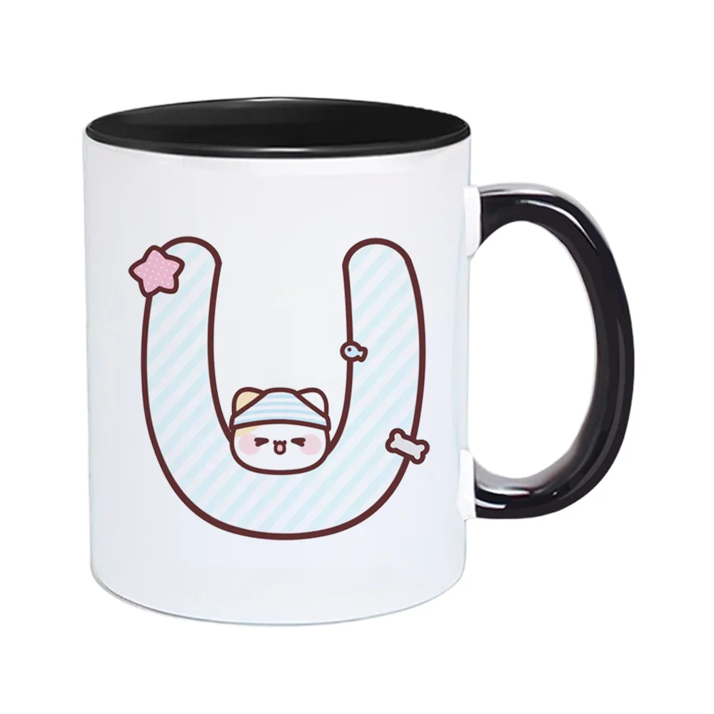11oz Ceramic Coffee Mug with Cute Cat in U Shape Design Summer Office Home Use Birthday Holiday Present Camping Tableware