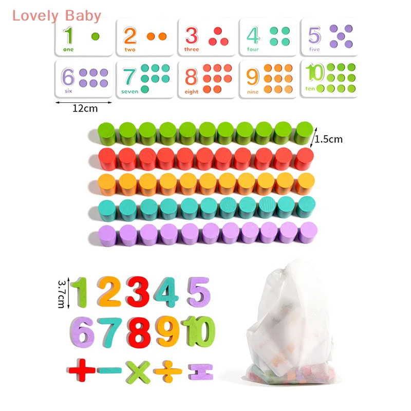 【BBS】ชุดของเล่นคณิตศาสตร์แบบมอนเตสซอรี่, ของเล่นไม้มอนเตสซอรี่สำหรับเด็กวัย 2 3 4 5 6 ปี, เกมจับคู่ตัวเลขเพื่อเสริมสร้างการเรียนรู้