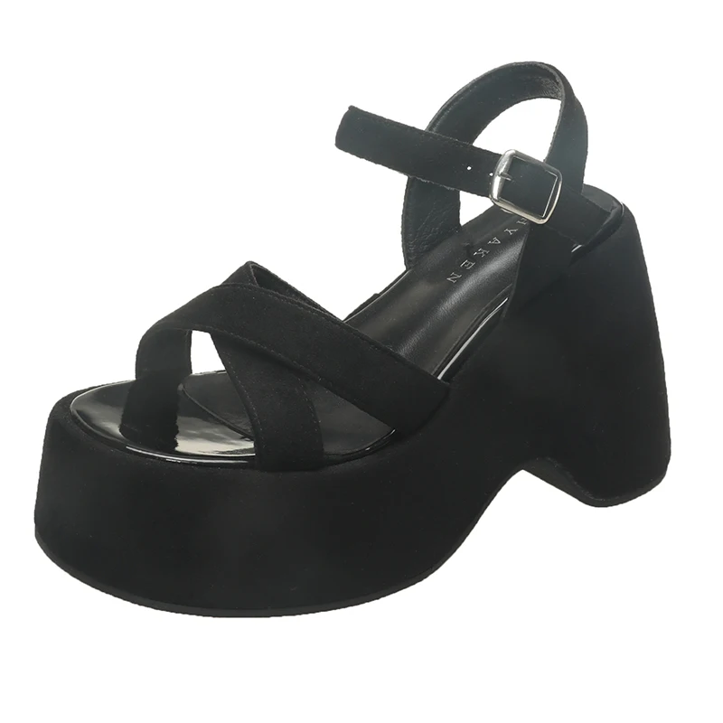 2026 New 11cm Fashion Women's Thi Heel Sandals Summer Platform Padded Roman Sle Slip-On oes round Toe High Heel Faion Footwear