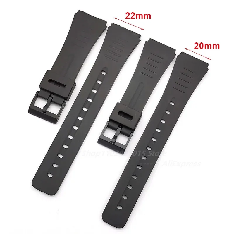 For CASIO Silicone Watch Strap 20mm 22mm Band for Casio W-720 W-722 W-741 WL-100 CA-53 CA-61 Resin Bracelet Accessories