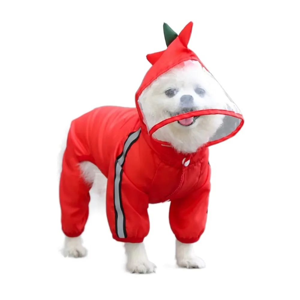 

Multi-size Cartoon Dog Raincoat with Hood Adjustable Buckle Waterproof Rain Jacket Reflective Elastics 3D Frog Pet Poncho Rain