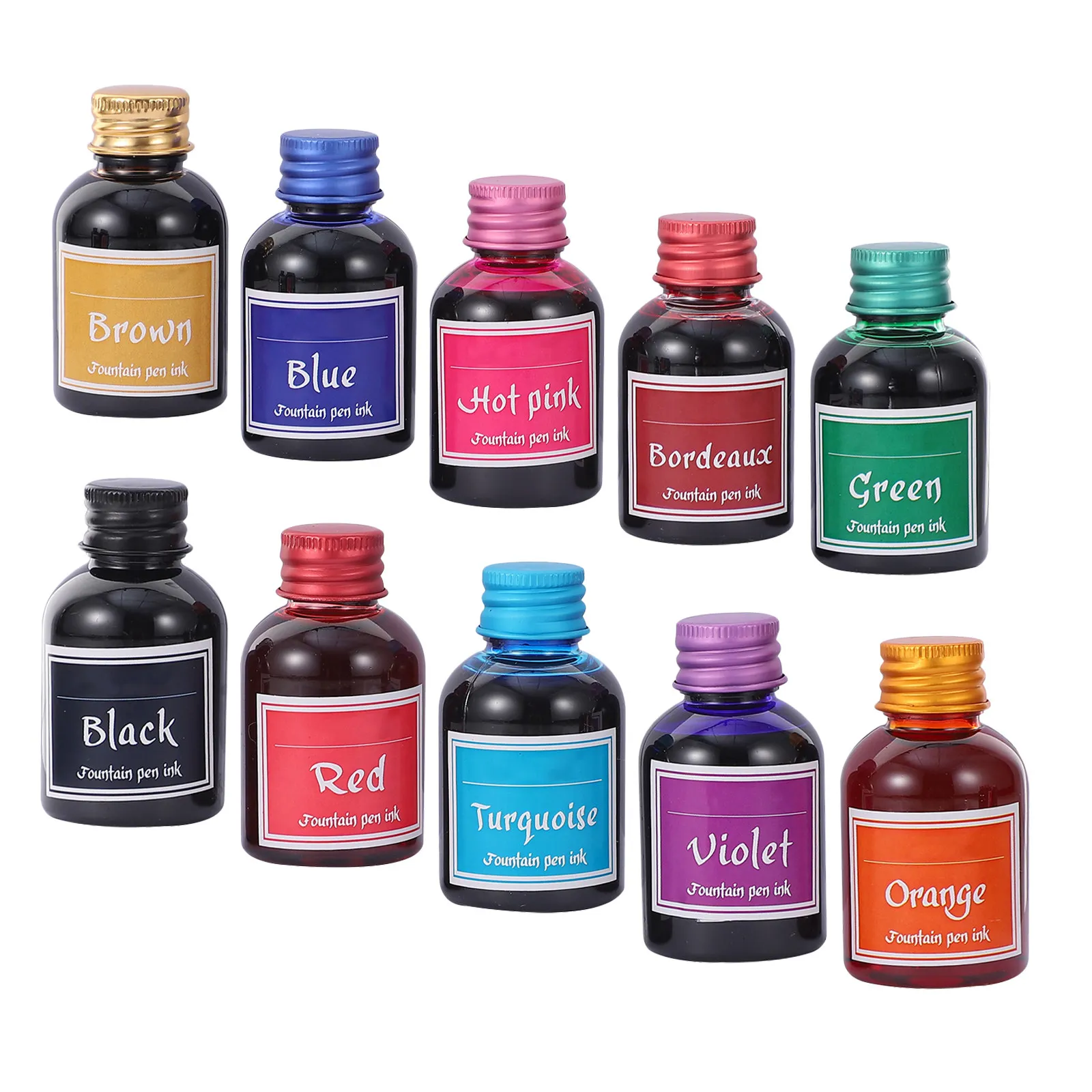 

10 Bottles Fountain Dip Pen Ink Quick Dry Non-Carbon Calligraphy Ink Set for Drawing Sketching Writing Art Crafts