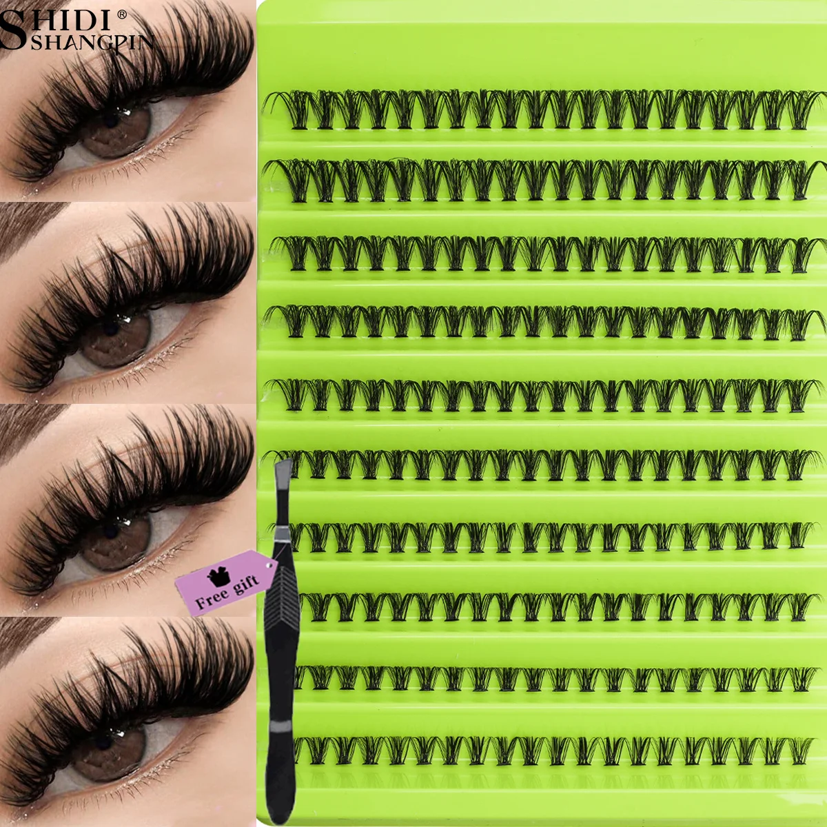 Diy lash clusters kits pinças cílios individuais olhar natural c onda fofo alado cils extensão de cílios postiços ferramentas de beleza