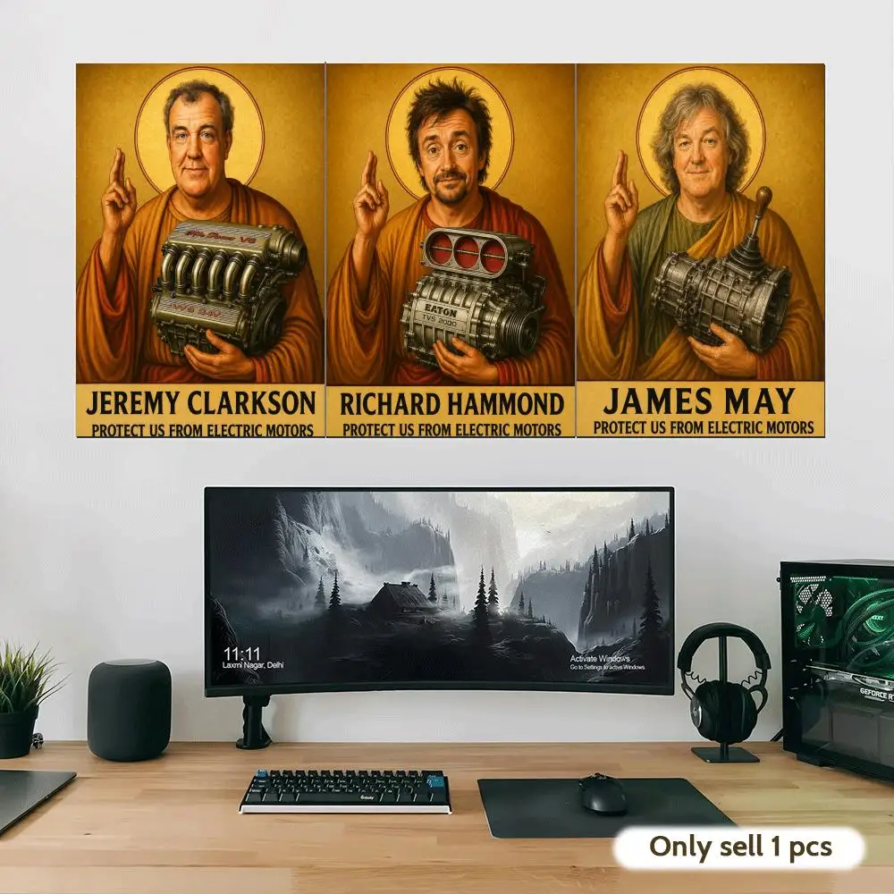 Protect V12 V8 The Famous Three-Person Automotive Commentator Team Poster for Bedroom Living Home Decor Modern Wall Decoration