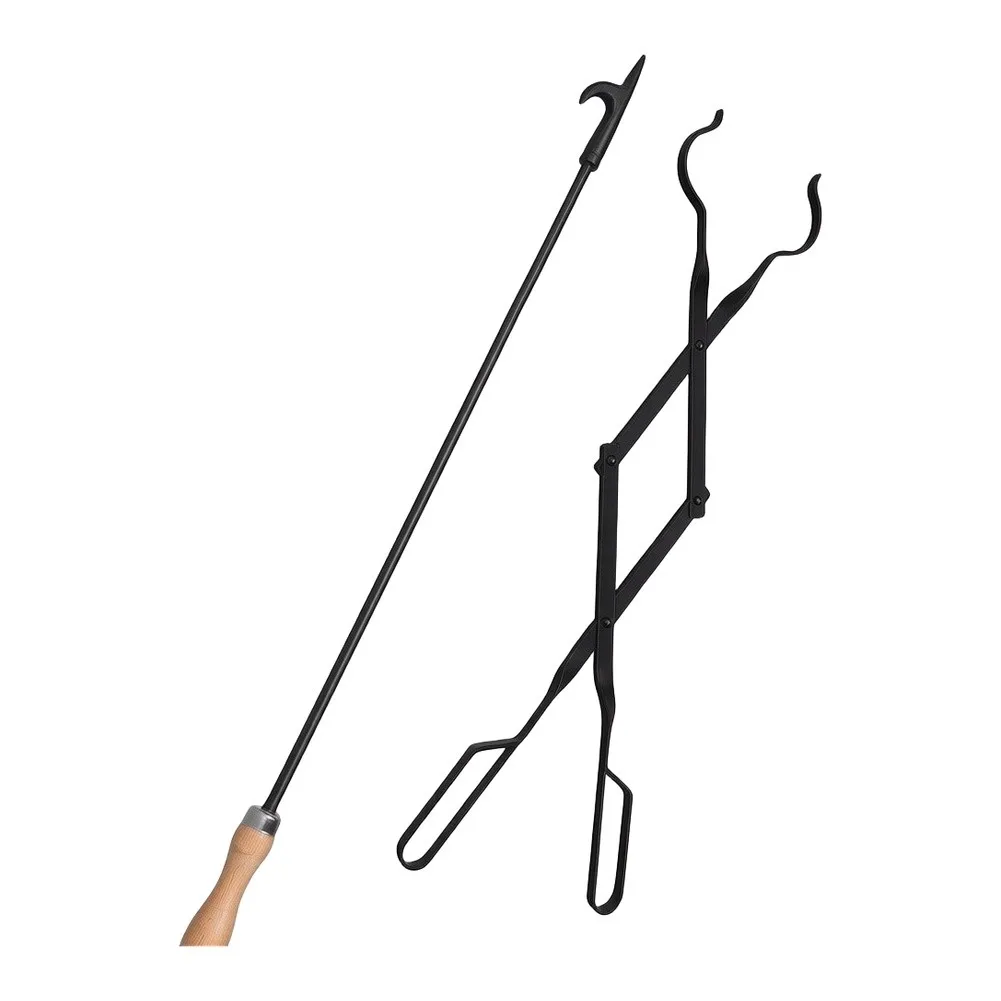 Essential Fire Tool Set Including Poker For Tongs For Outdoor Fire-Pit Or Indoor Fireplace To Manage Logs Safely And Efficiently