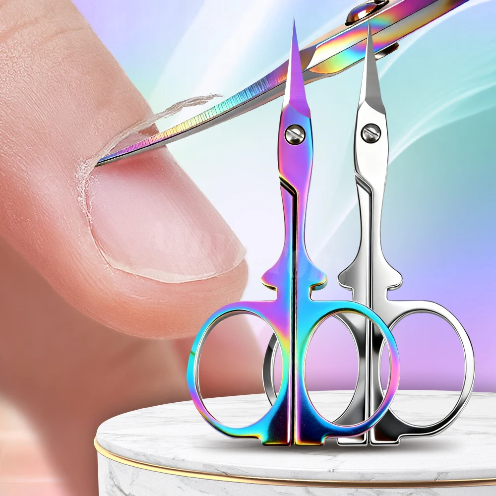 

1Pc Cuticle Scissors Stainless Steel Curved Blade Small Scissors Trimming the Fingernails Eyebrow Eyelash Dry Skin Nail Scissors
