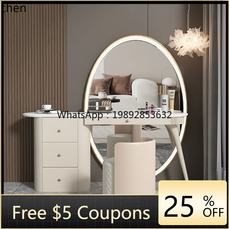 

W1 dresser small apartment bedroom light luxury makeup table rock slab marble panel