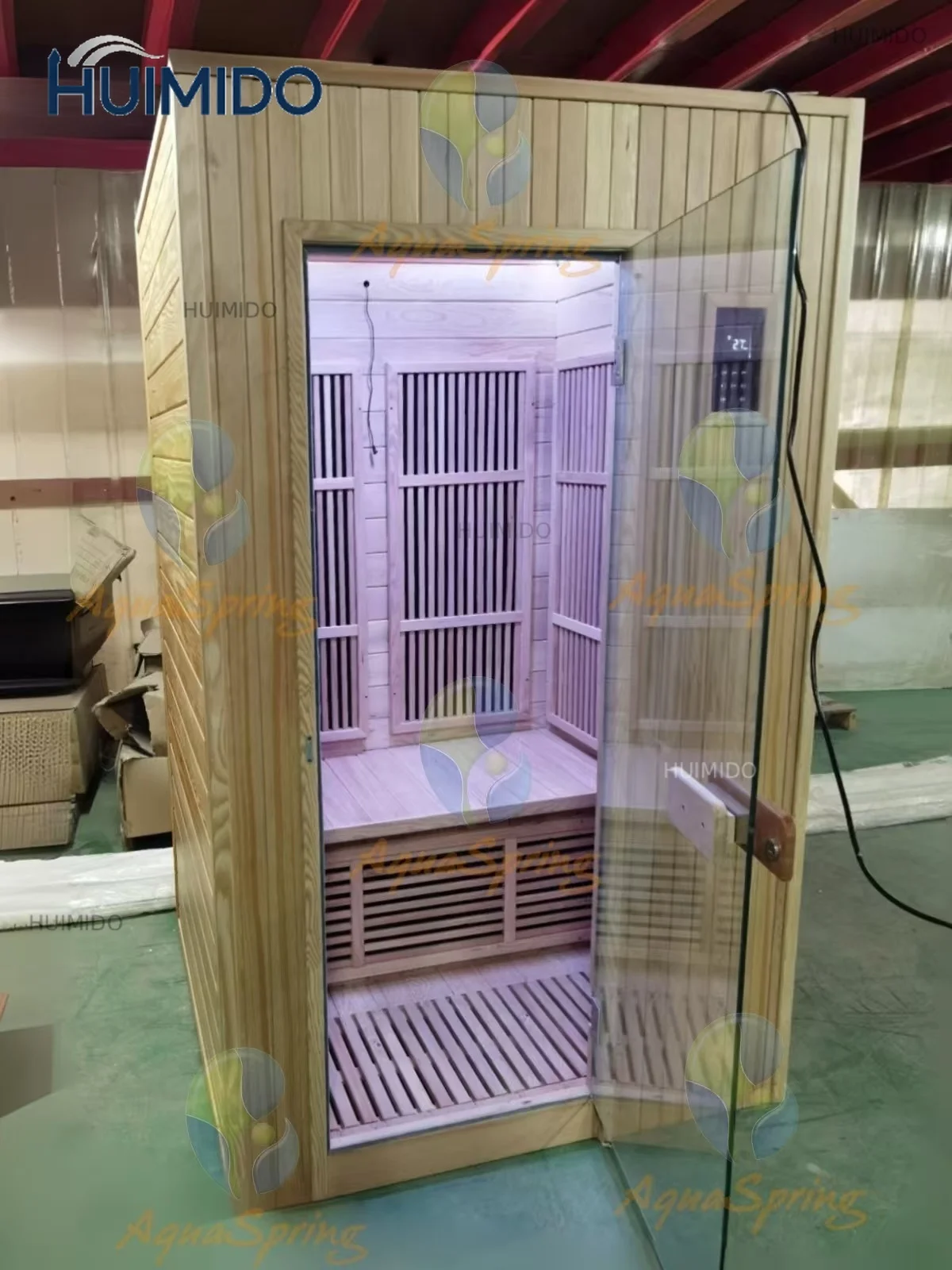 Far infrared sauna, Canadian fir indoor 110V/220V wooden dry infrared sauna for 2 people, infrared panel