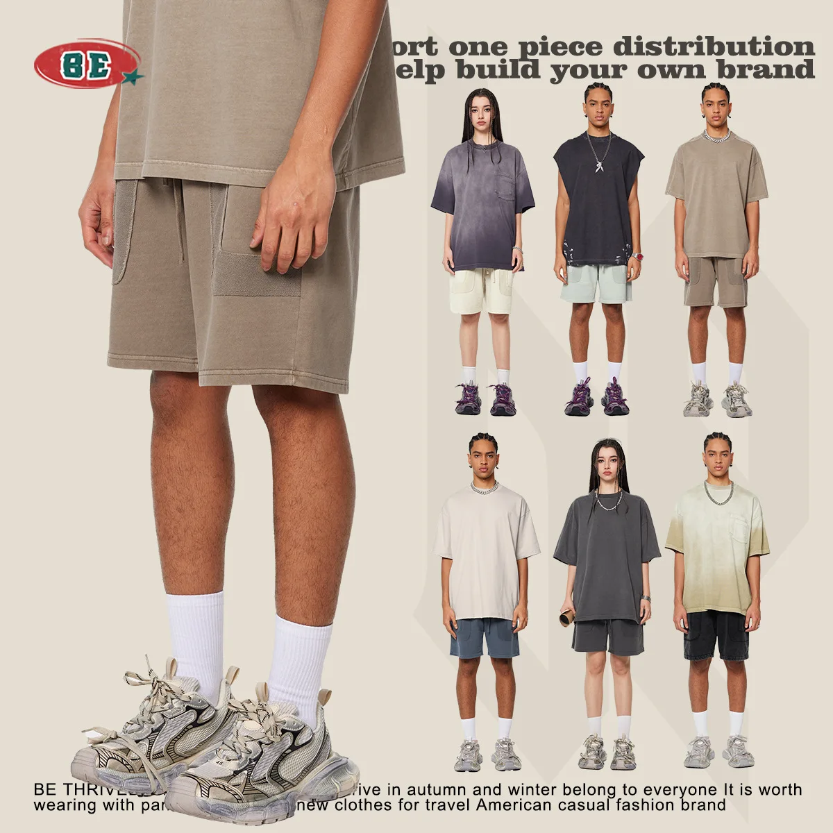 

Retro American Sports Waed orts Men's Faion Ci Sle Cotton Casual Pants Straight Leg mid Low Waist Summer Thin Model