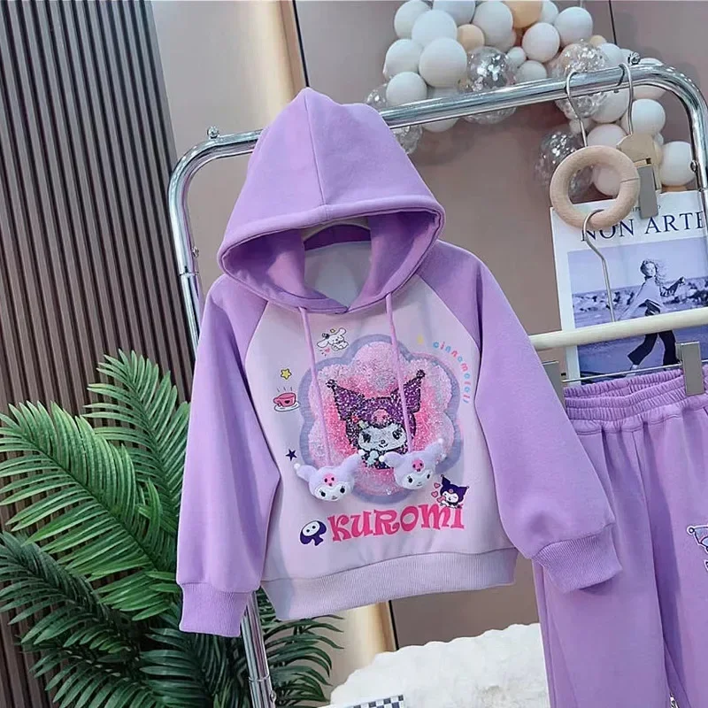 

Girly Heart Kuromi Anime Sanrio Ins Kawaii Fashion Long Sleeve Hooded Autumn Winter Cute Shirt Clothing Casual Sweatpants Gifts