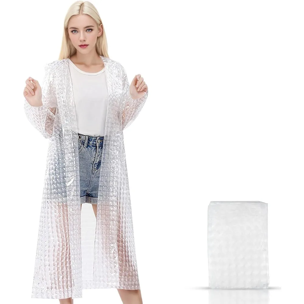 

1 упаковка дождевых пончиков для взрослых, многоразовые, новые модернизированные утолщенные дорожные плащи из ЭВА с капюшонами и рукавами