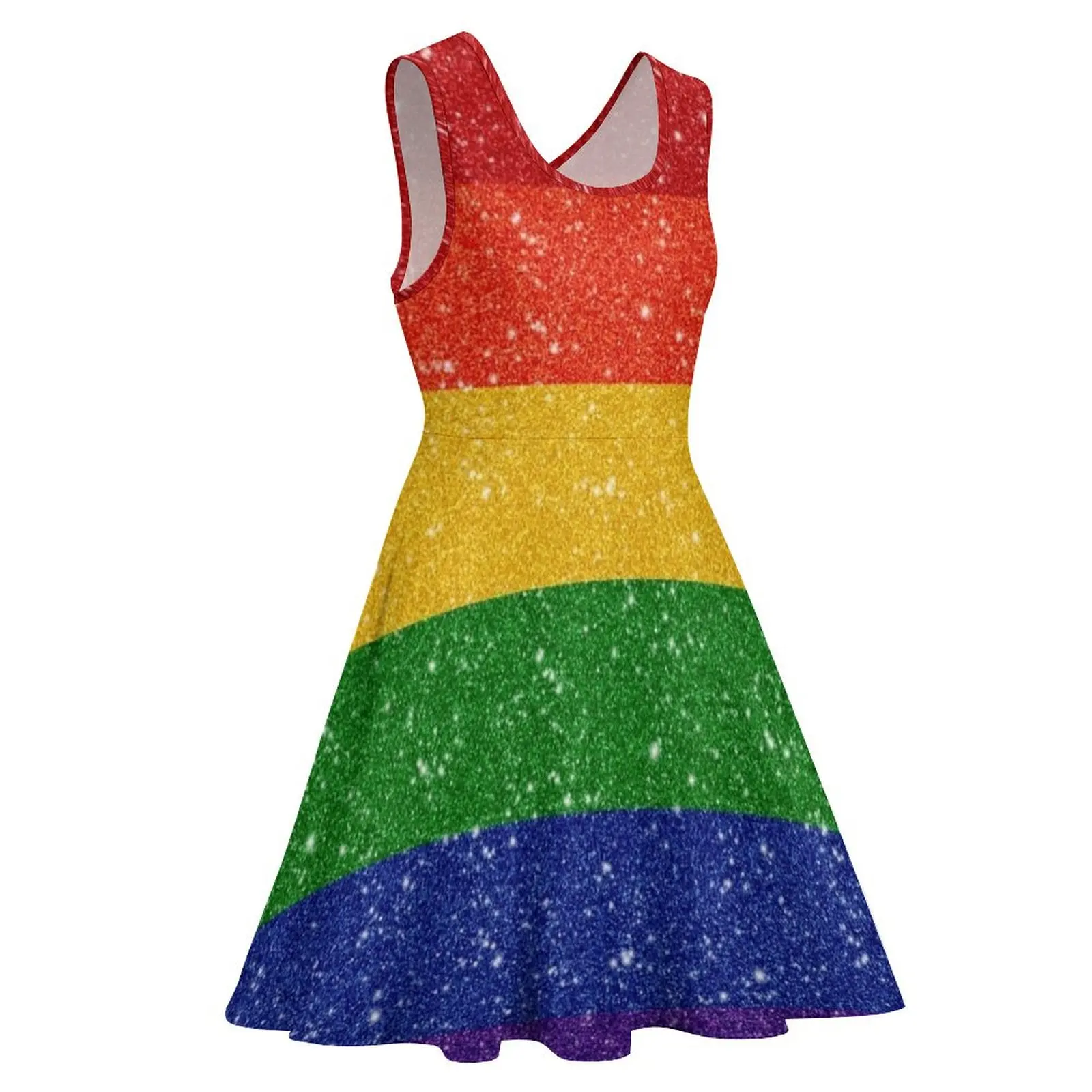 Faux Glitter LGBTQ Pride Rainbow Flag Background Sukienka bez rękawów sukienka damska letnia sukienka na studniówkę Kobieta wieczorowa