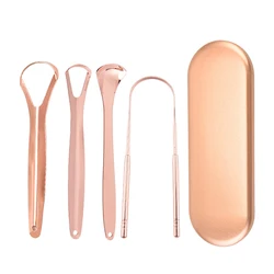 Stainless Steel Tongue Scrapper with Case，Tongue Scraper Cleaner for Adults & Kids Oral Hygiene Scrapper Cleaning Tools