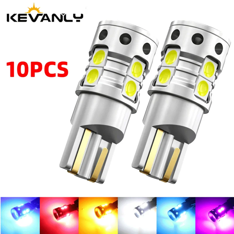 10Pcs T10 W5W Canbus LED Bulbs 9SMD 3030 Chip 12V Car Interior Bulbs Dome Map Reading Parking Position Clearance Wedge Light