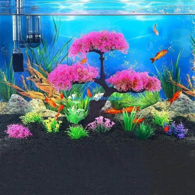 Y55E 10 Pcs Aquatic Plant Leaves for FishTank Aquarium Decoration Beautiful Appearance Artificial Plant Leaves Multicolored