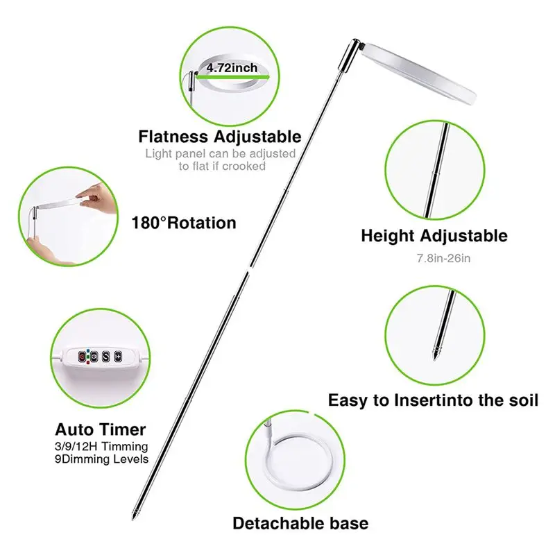 newyear828 Grow Lights for Indoor Plants, Full Spectrum LED Plant Light with Stand Height Adjustable Auto Timer, for Plants