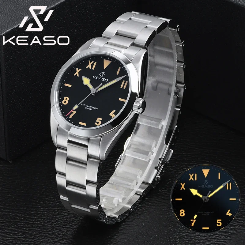 KEASO Men Dive Super C3 Luminous Watch Sapphire Glass 200M Waterproof Sports MIYOTA 2035 Quartz Movement 316L Solid Steel Watch