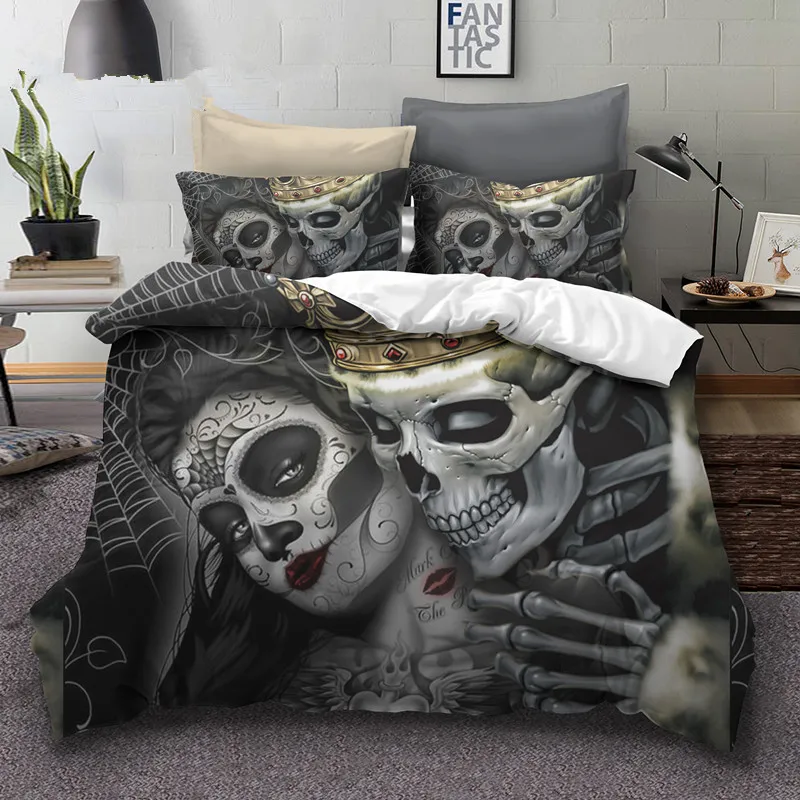 Imagem -05 - Sexy Beauty Skeleton Girl Bedding Conjunto 3d Capa de Edredão Poliéster Cobertura Consolador Gêmeo Rainha King Tamanho Único Luxo Moda Presente