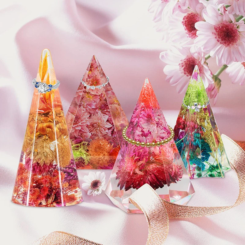 Ring Holder Cone Resin Molds Crystal Pyramid Silicone Epoxy Resin Moulds For DIY Ring Stand Jewelry Display Stand Candle Making