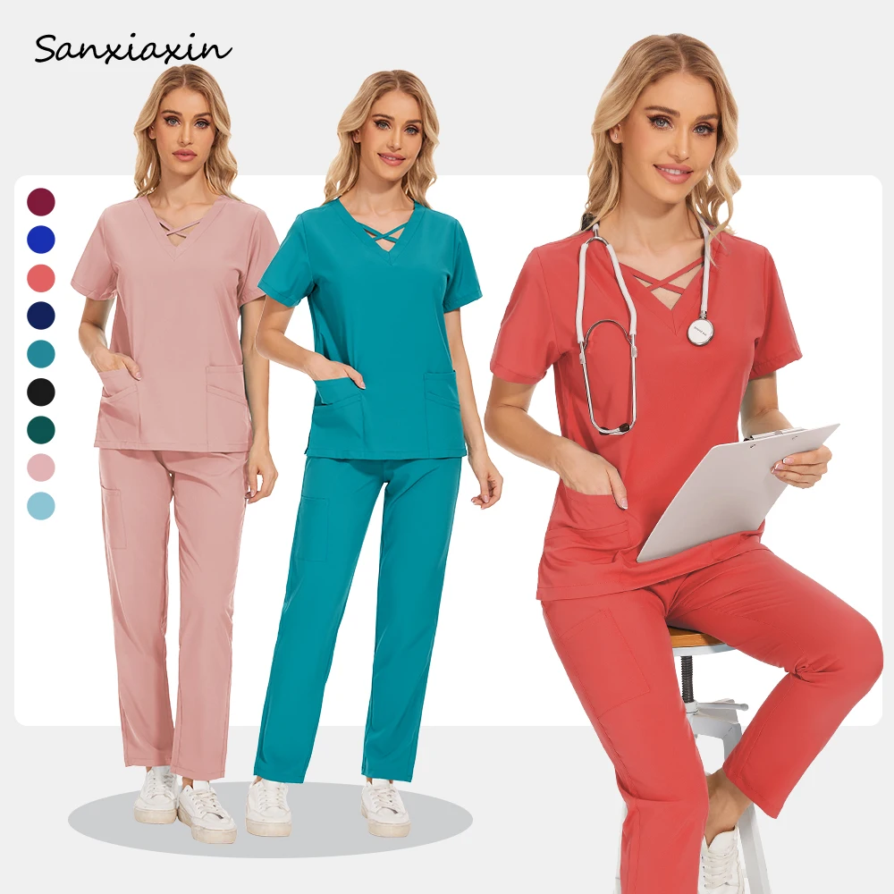 

Dental Clinic Surgery Uniform Nursing Scrub Set Stretch Pet Hospital Doctor Uniforms Pharmacy Suit Women Medical Scrubs Workwear