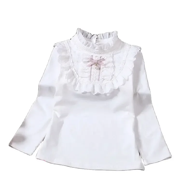 Elegante maglietta da principessa per ragazza, camicetta, vestiti per ragazza, camicia di pizzo, abbigliamento bianco per ragazze adolescenti, abiti