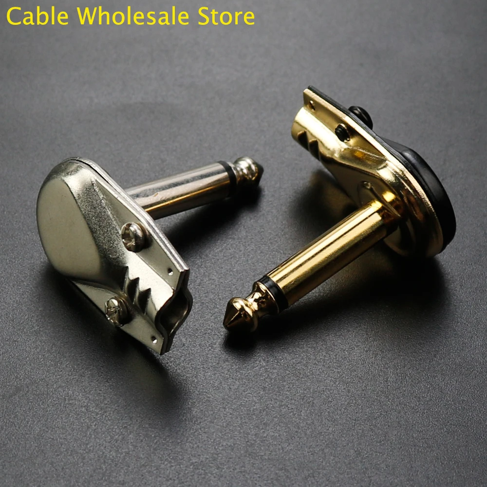 Cable Wholesale Store 1Pc Straight Guitar Cable Plug Two Pole Mono Amplifier Microphone 6.35 90 Degree Audio Guitar Plug Adapter