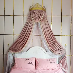 Customizable French Bed Valance, Flannel Bedroom Decorative Mosquito Net, Metal Crown Lace, Bedside Curtain, Home Decor