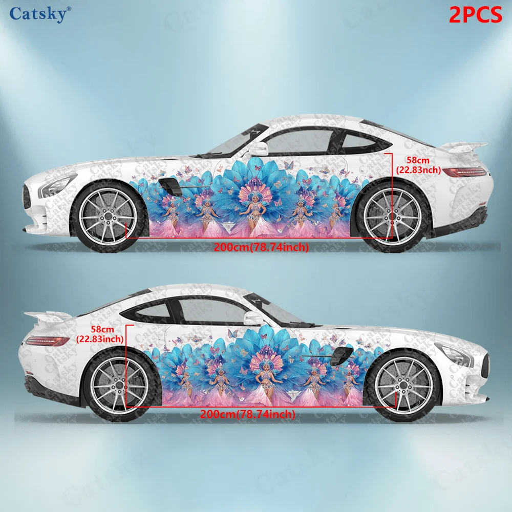 2pcs A group of beautiful samba dancer stickers, suitable for cars and trucks, durable, fade-resistant, easy to install and remo