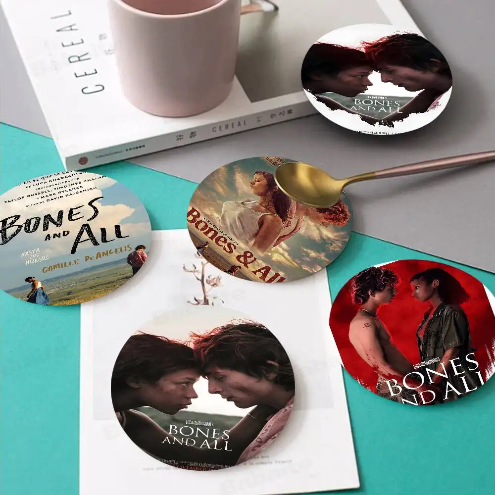 Bones And All Film Retro Wooden Cup Mats Elements Colour Printing Cup Coasters Home Kitchen Decora Gifts
