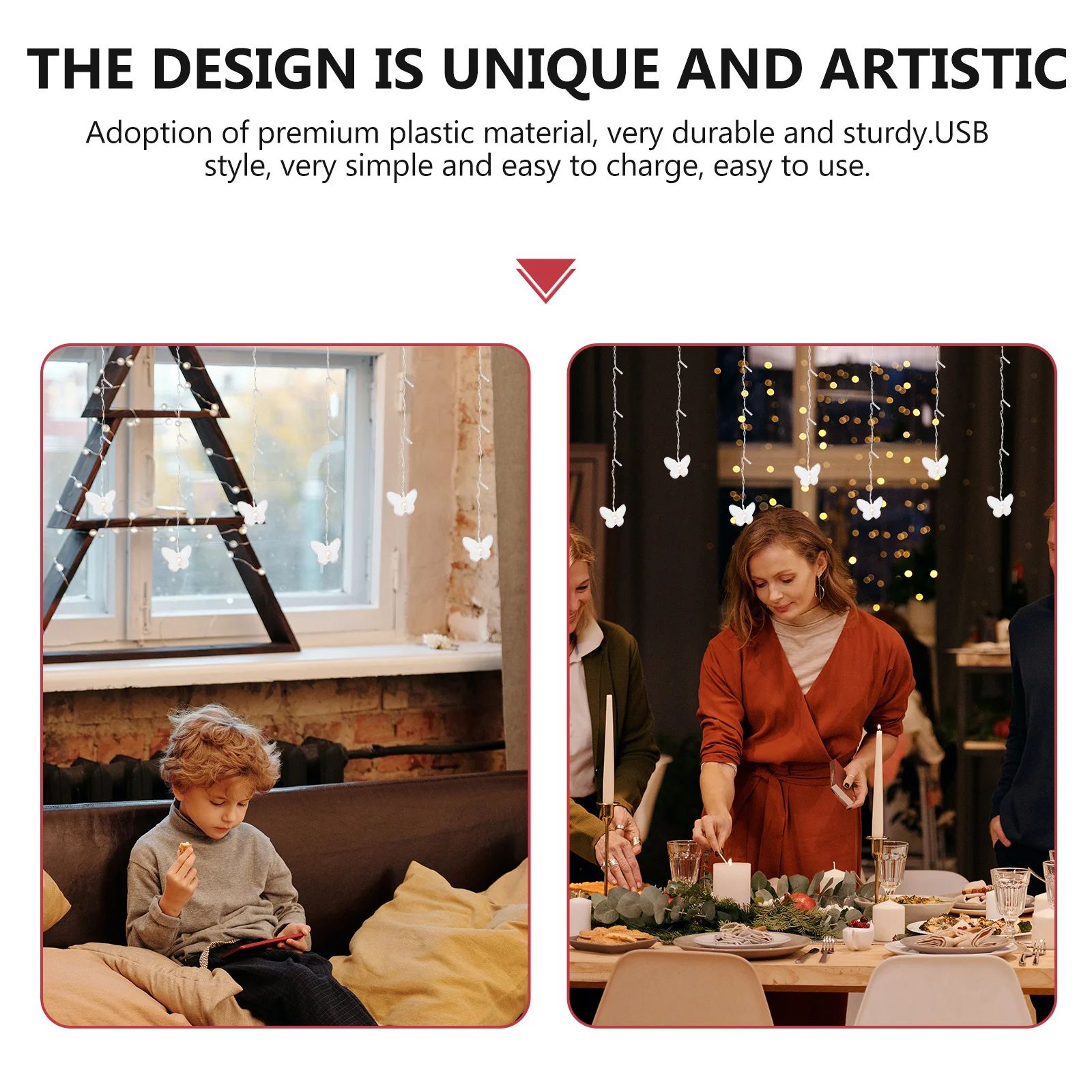 1pc Butterfly Ice String Light Premium Plastic Durable Usb Charging High Brightness Lamp For Home Party Wedding Decor Xmas