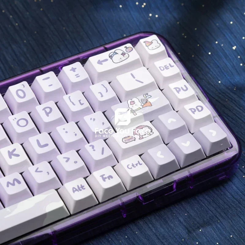 Imagem -06 - Teclas Gmk Magic Bunny Roxo Pbt Tampa Chave Perfil Cereja se Adapta à a a a Maioria das Tampas de Chave de Personalização de Teclado Mecânico 144