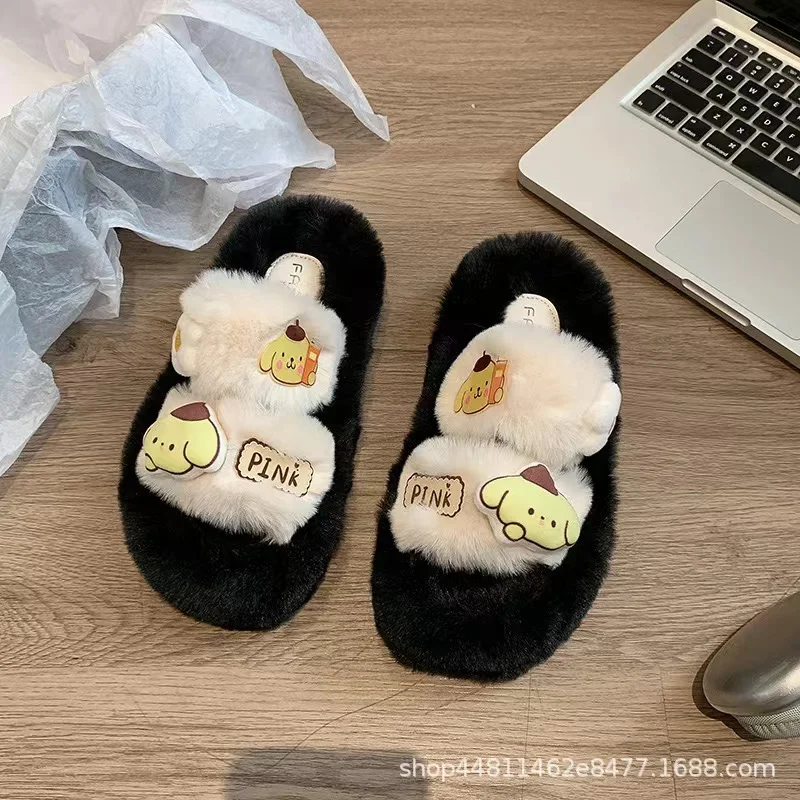 Sanrio Kuromi Cute peluche pantofole Cartoon Women autunno inverno Home pantofole Indoor Bedroom Fashion Casual Warm Furry Shoes