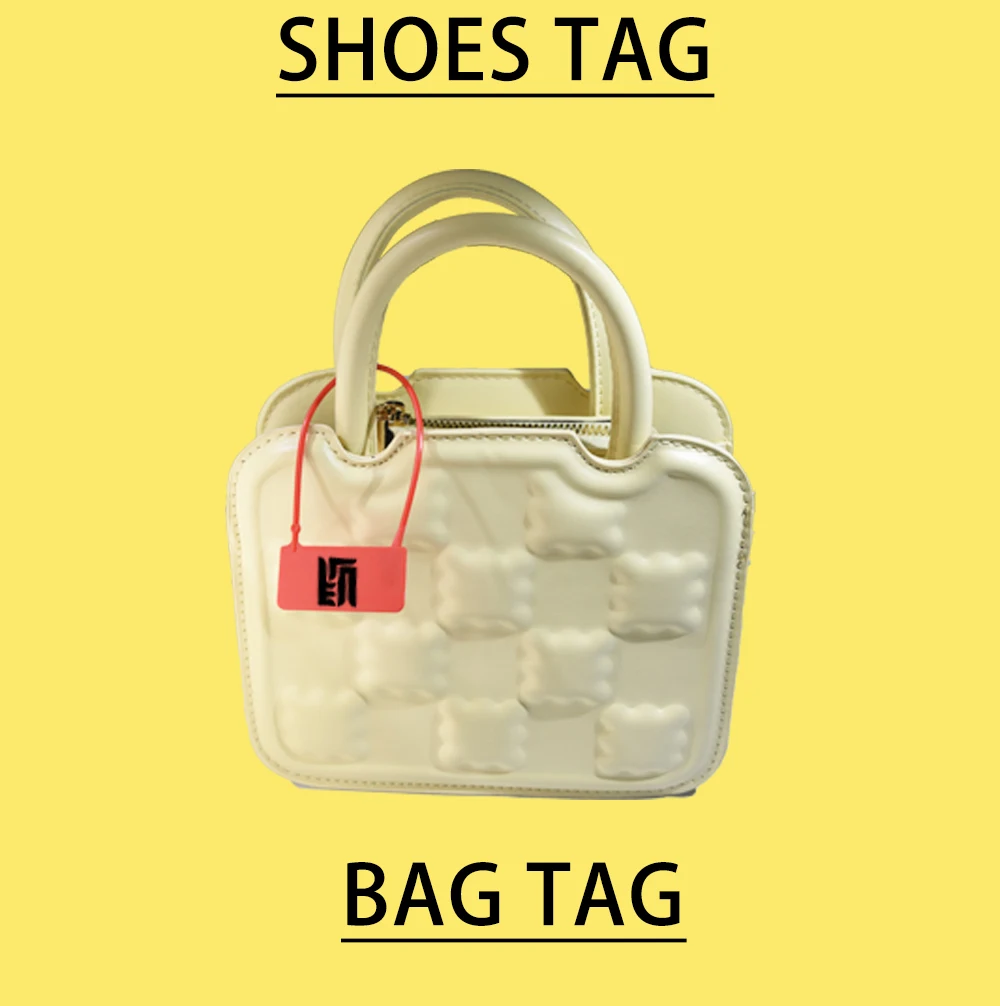 Bonuqi 100 individuelle Kunststoff-Anhänger für Kleidung, Kleidungsstücke, Bekleidung, Taschen, weiß, schwarz, Sicherheitslogo, Geschenk, Reiseetiketten, 165 mm/6,5 Zoll – Detail 12