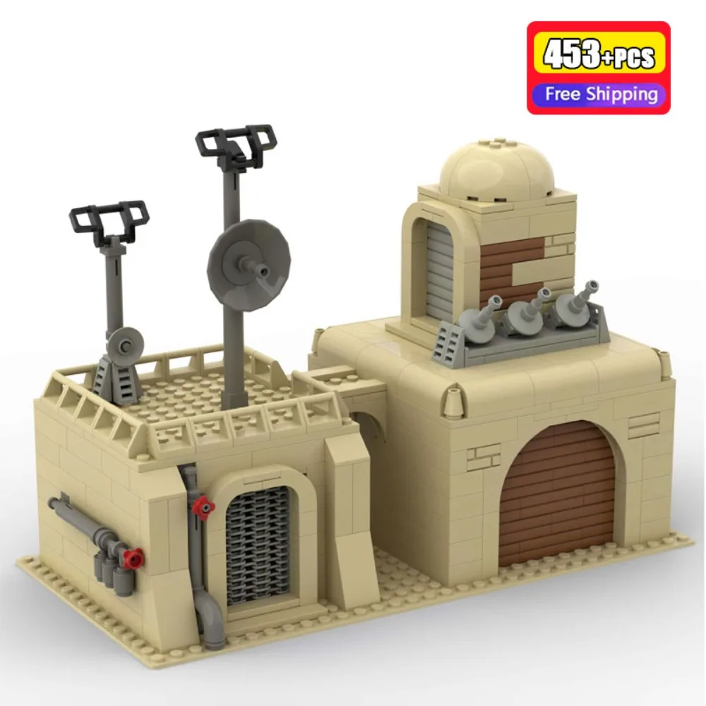 

453Pcs MOC Desert Outpost Architecture Brick Space Wars Military Base Technology Satellite Antenna Model Educational DIY Toy Kit