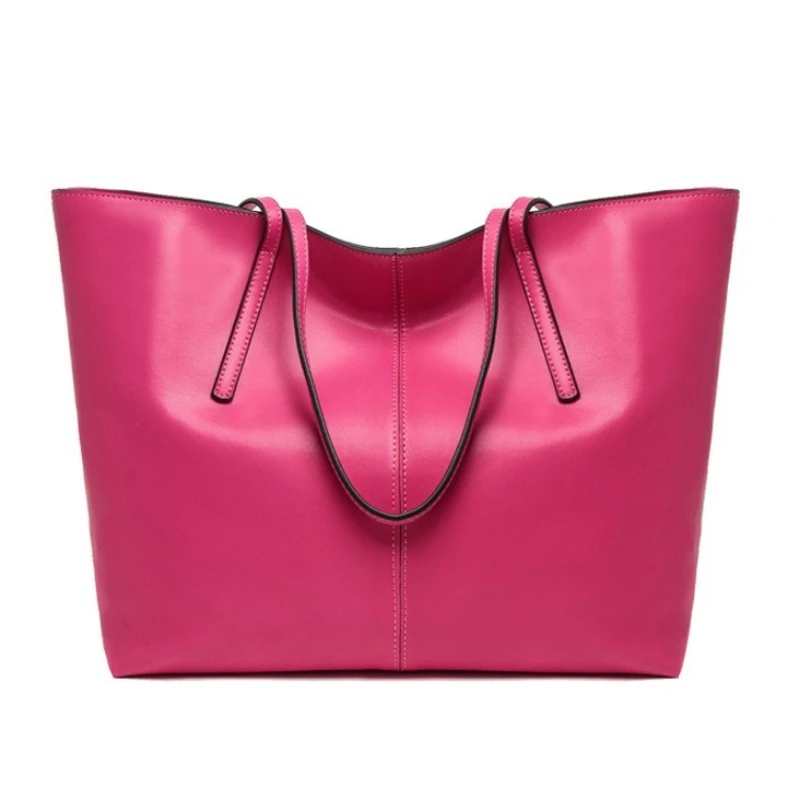 Minimalist Everyday Large Tote Bag for Women Genuine Leather with Spacious Interior Multiple Shoulder Bag