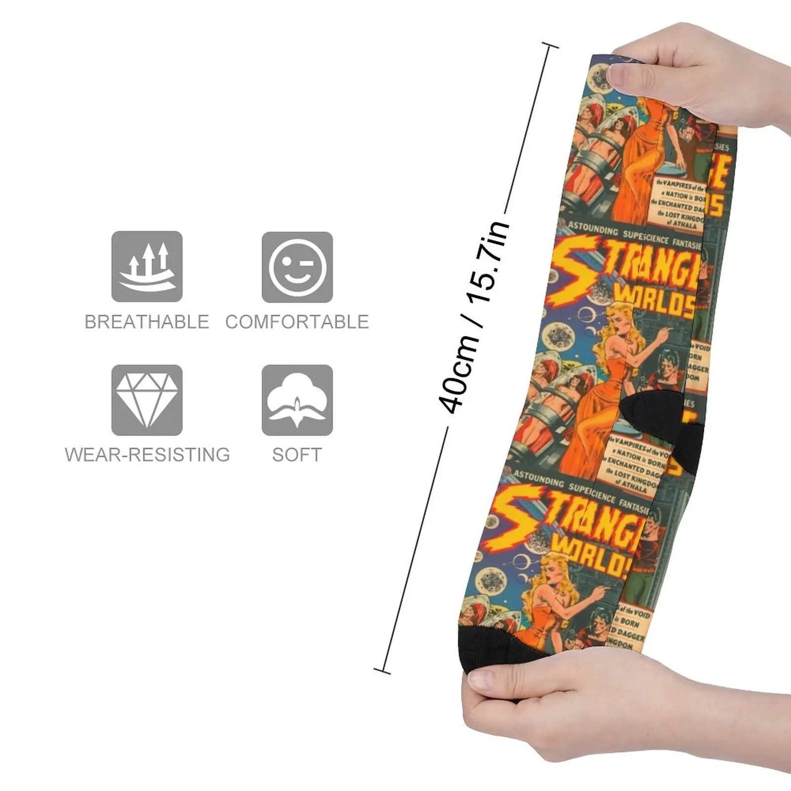 Vintage Strange Worlds Comic Cover Socks Male sock custom socks