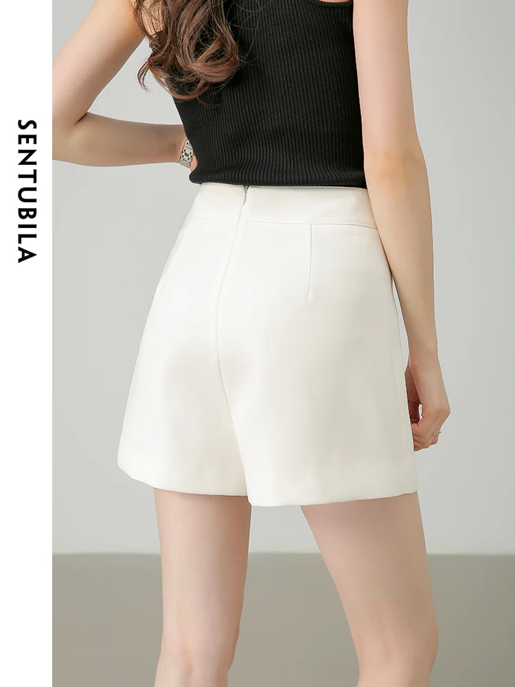 SENTUBILA Office Ladies Commute Wide Leg Shorts Woman 2024 Summer Short Dress Pants Casual Trousers Female Clothing 142K54645