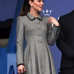 Abito da principessa moda Kate Middleton manica lunga donna una linea Midi lunghezza al ginocchio abito ufficio donna lavoro abiti Casual formali