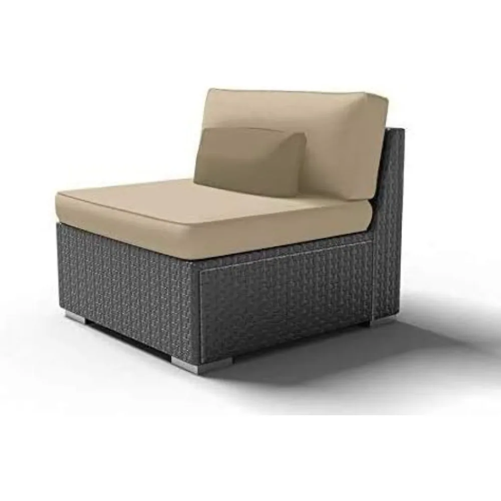 

Outdoor Patio Furniture Espresso Brown Wicker Sofa Middle Chairs