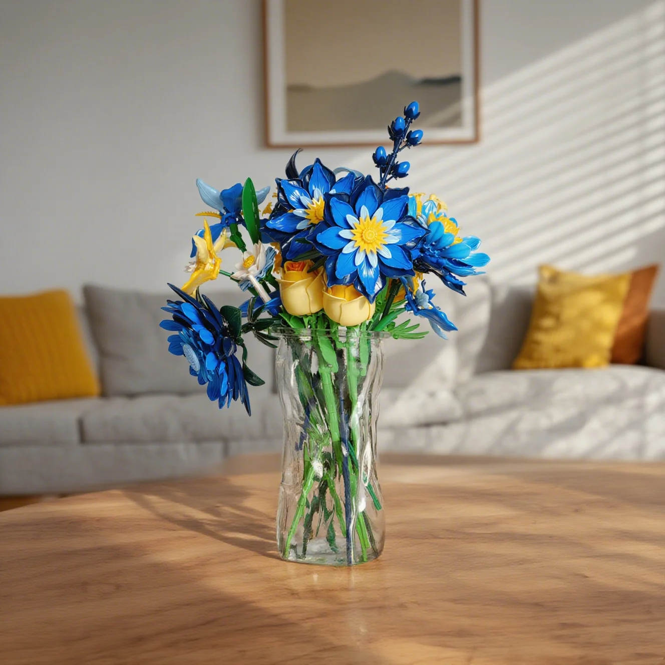 Romantisch Ijsblauw Daisy Boeket Bouwstenen Eeuwige Bloem Plant Assembly Creatieve Desktop Decoratie Meisje Kinderen DIY Speelgoed Cadeau Valentijnsdag Kerstcadeau