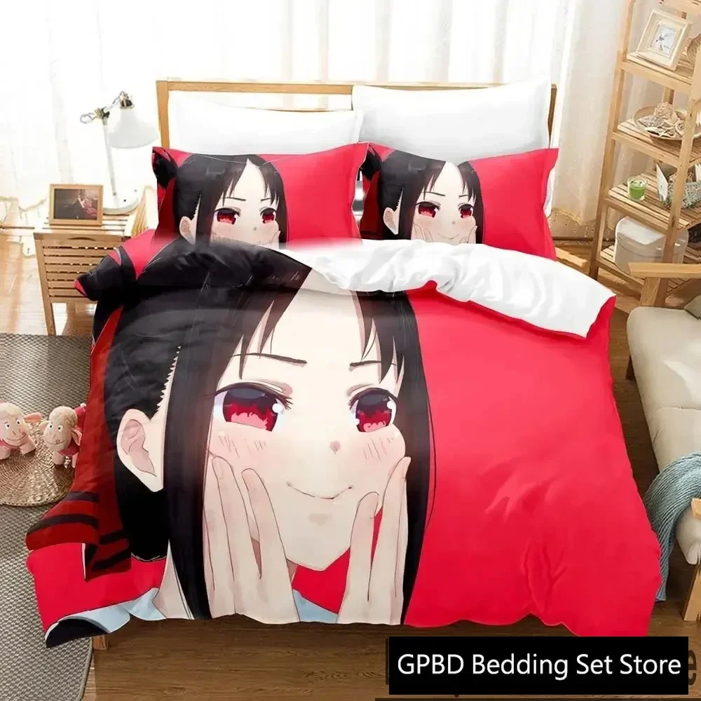 Anime Kaguya-sama Love Is War Bedding Set Duvet Cover Bed Set Quilt Cover Pillowcase Comforter king Queen Size Boys Adult