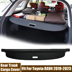 Rear Trunk Cargo Cover Carbon Fiber Rear Trunk Partition Board Retractable Cover Fit For Toyota RAV4 2019-2023 Car Accessories