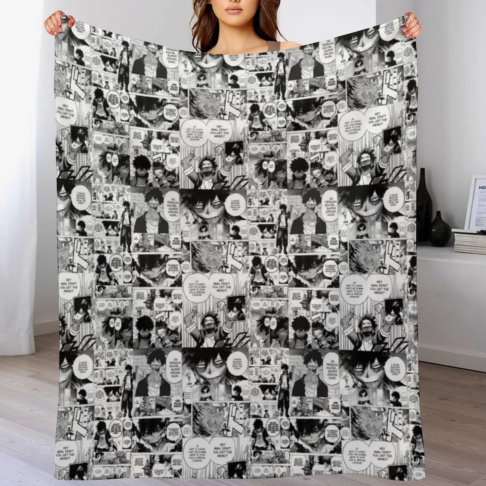 

Dabi Manga Panel Throw Blanket Bed linens Furry Soft Big manga Blankets