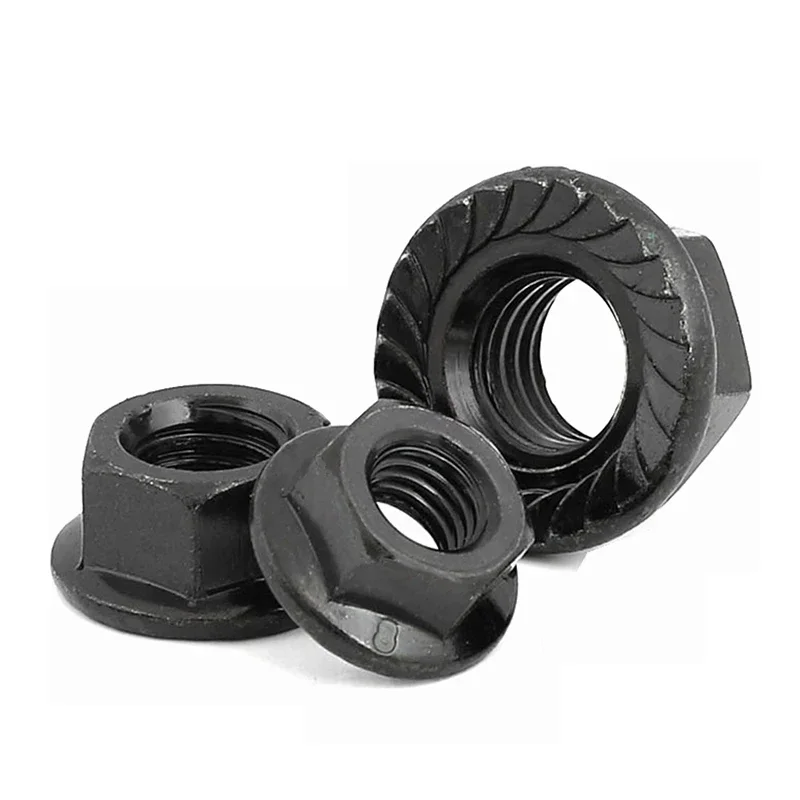 M2 M3 M4 M5 M6 M8 M10 M12 M16 Black Carbon Steel Hex Flange Nylon Insert Lock Nut Self-locking Nylock Locknut