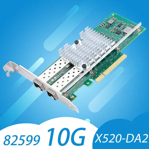 Intel X520-DA2 10Gb SFP+ PCI-E Network Card NIC, with Intel 82599ES Chip, Dual SFP+ Port, PCI Express X8, Ethernet